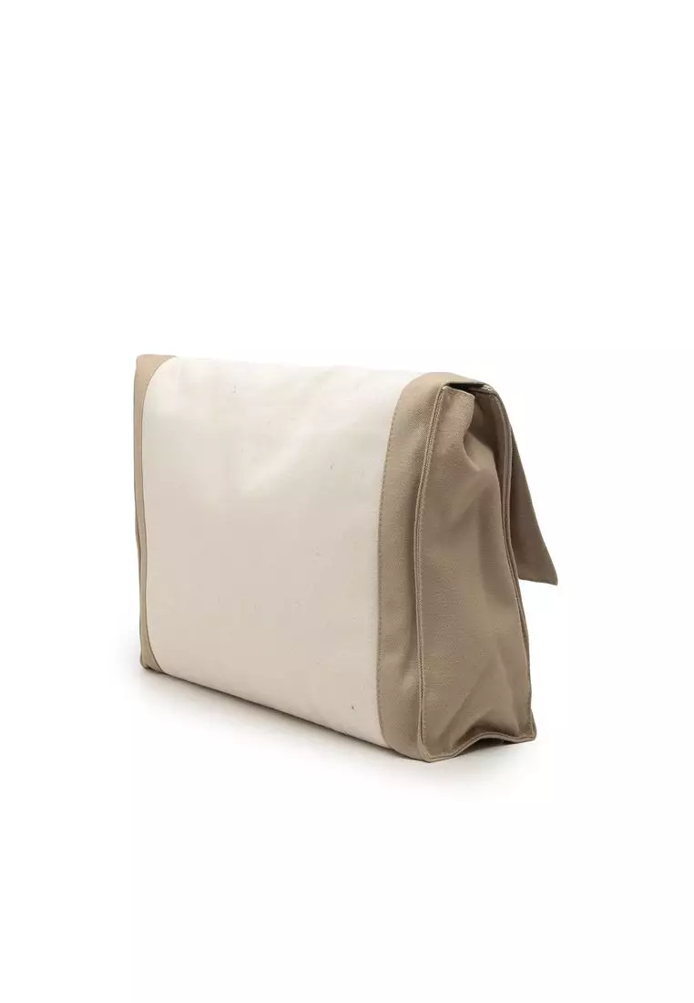 Pre-Loved Hermès Bicolor Canvas Tapis De Selle Clutch