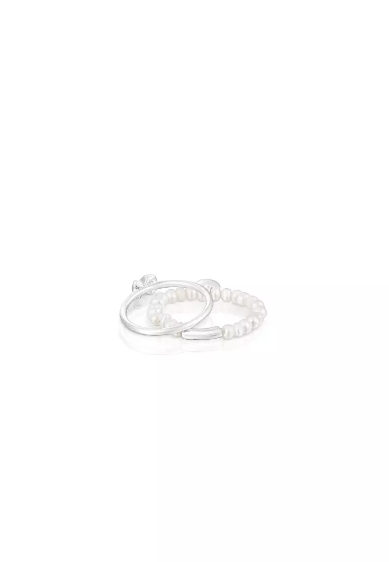 Buy TOUS TOUS Mini Icons Silver Heart and Bear Ring Set with Cultured Pearls  Online | ZALORA Malaysia