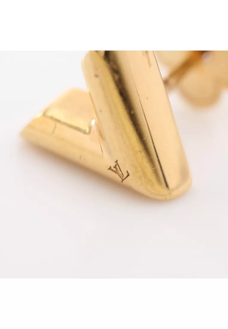 Louis Vuitton Silvertone Strass Essential V Stud Earrings - Yoogi's Closet