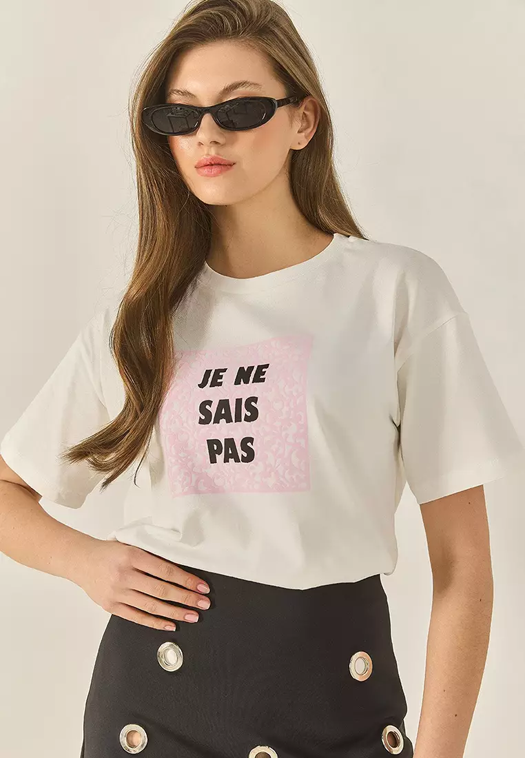 Women's Crew Neck Short Sleeve Printed Cotton Loose T-Shirt 5447 60283289