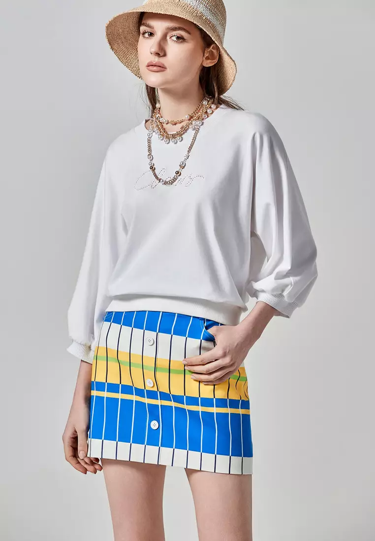 Embroidered Slogan Basic Top