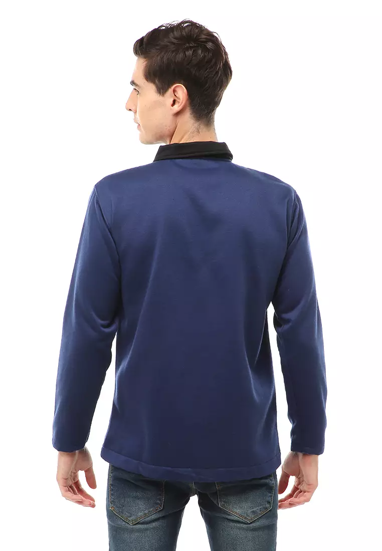 Woreq Atasan Formal Pria Outerwear Kemeja Blazer Lengan Panjang Material Fleece ORIGINAL - Navy