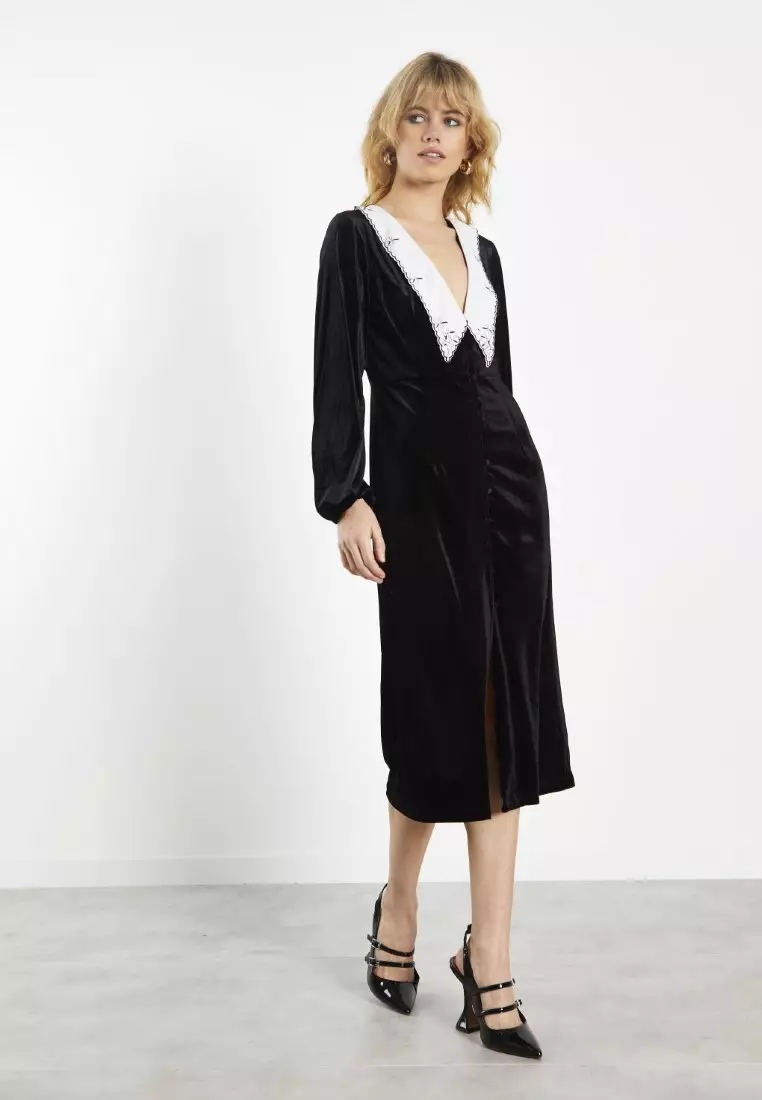 Statement Collar Midi Dress