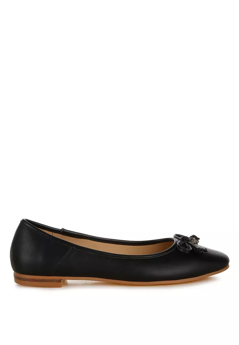Discount on London Rag  shoes - SKU: Faux Leather Casual Ballerinas in Black