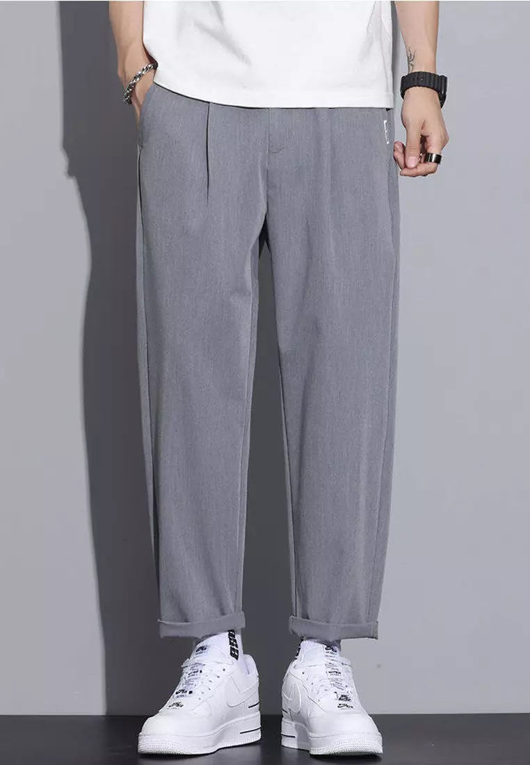 彈性腰圍修身西褲