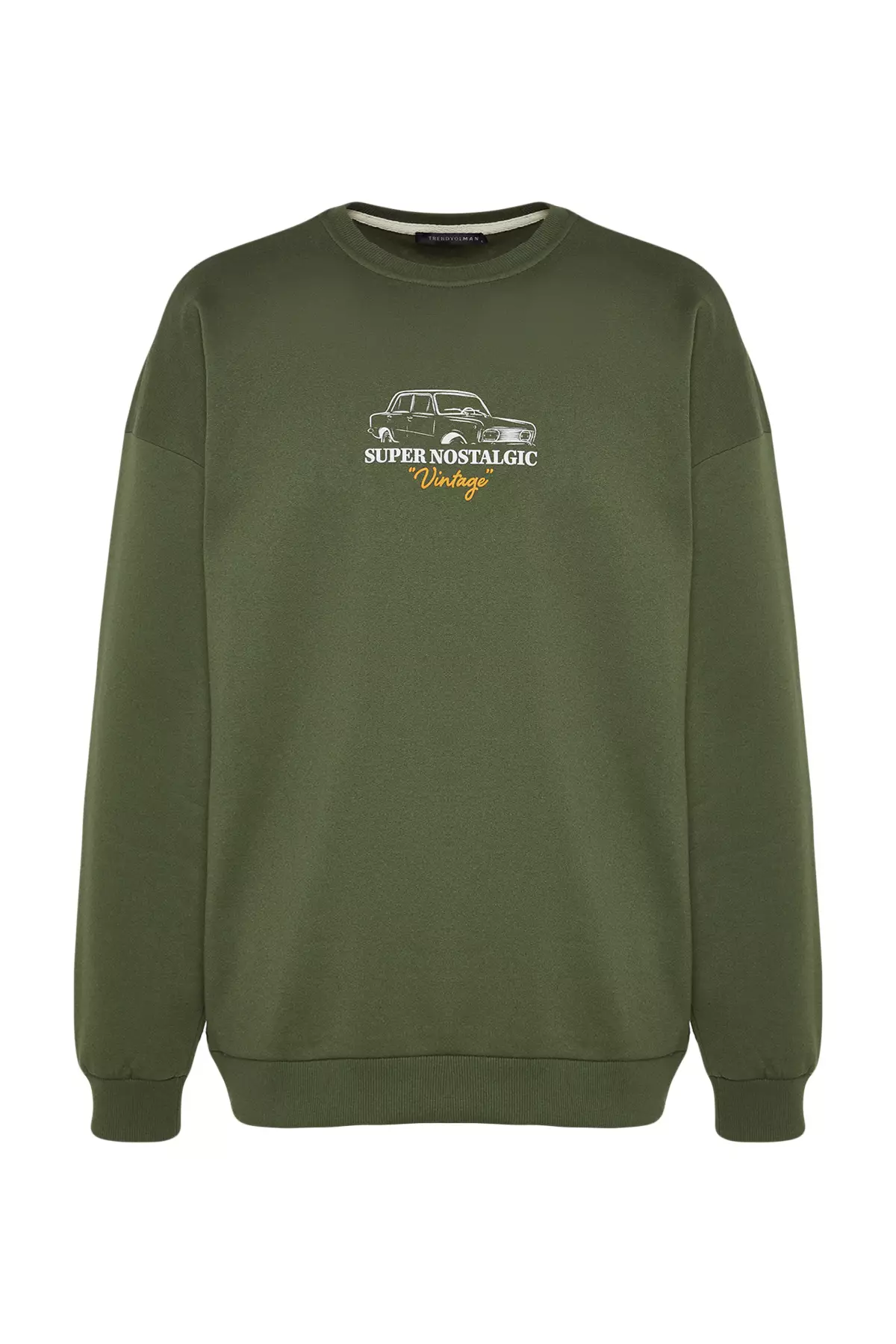 Buy Trendyol Khaki Men s Oversize Wide Cut Crew Neck Long Sleeve