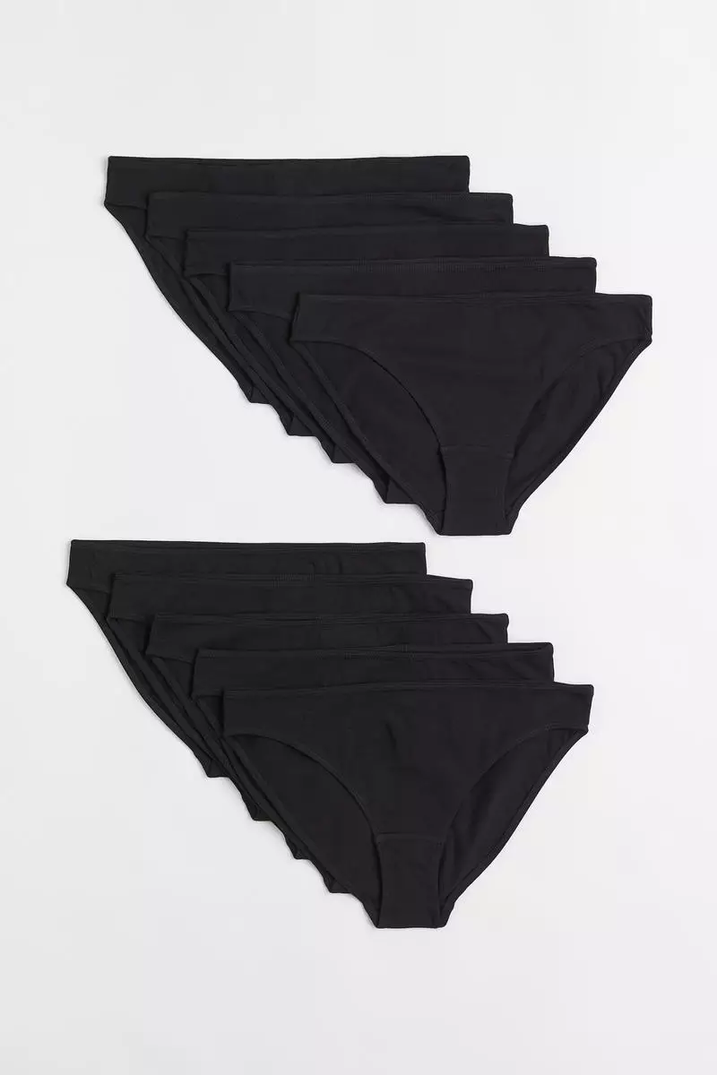 Hanes Women's 10pk Cotton Classic Bikini Underwear - Black 8