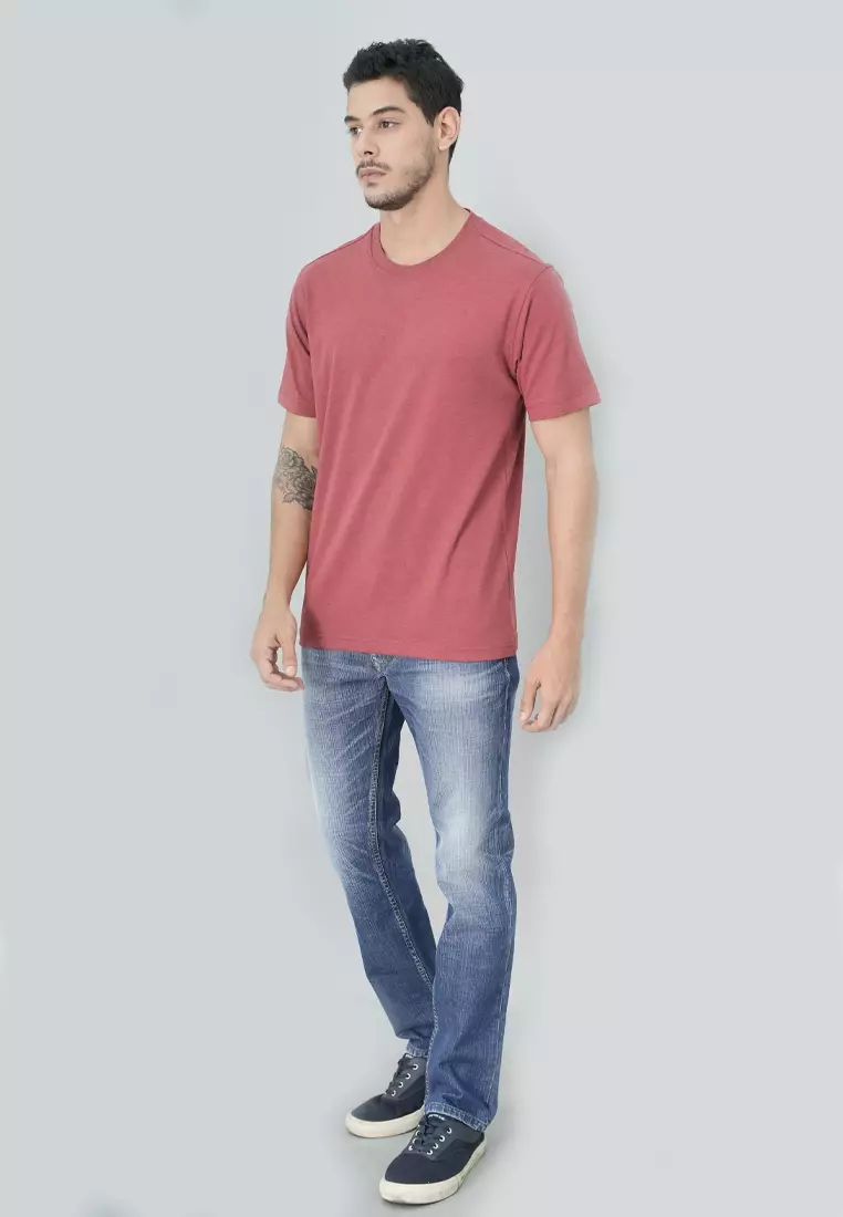 Johnwin - Kaos Essential Regular Fit Warna Merah FTS.622.S484.03.C-S/S
