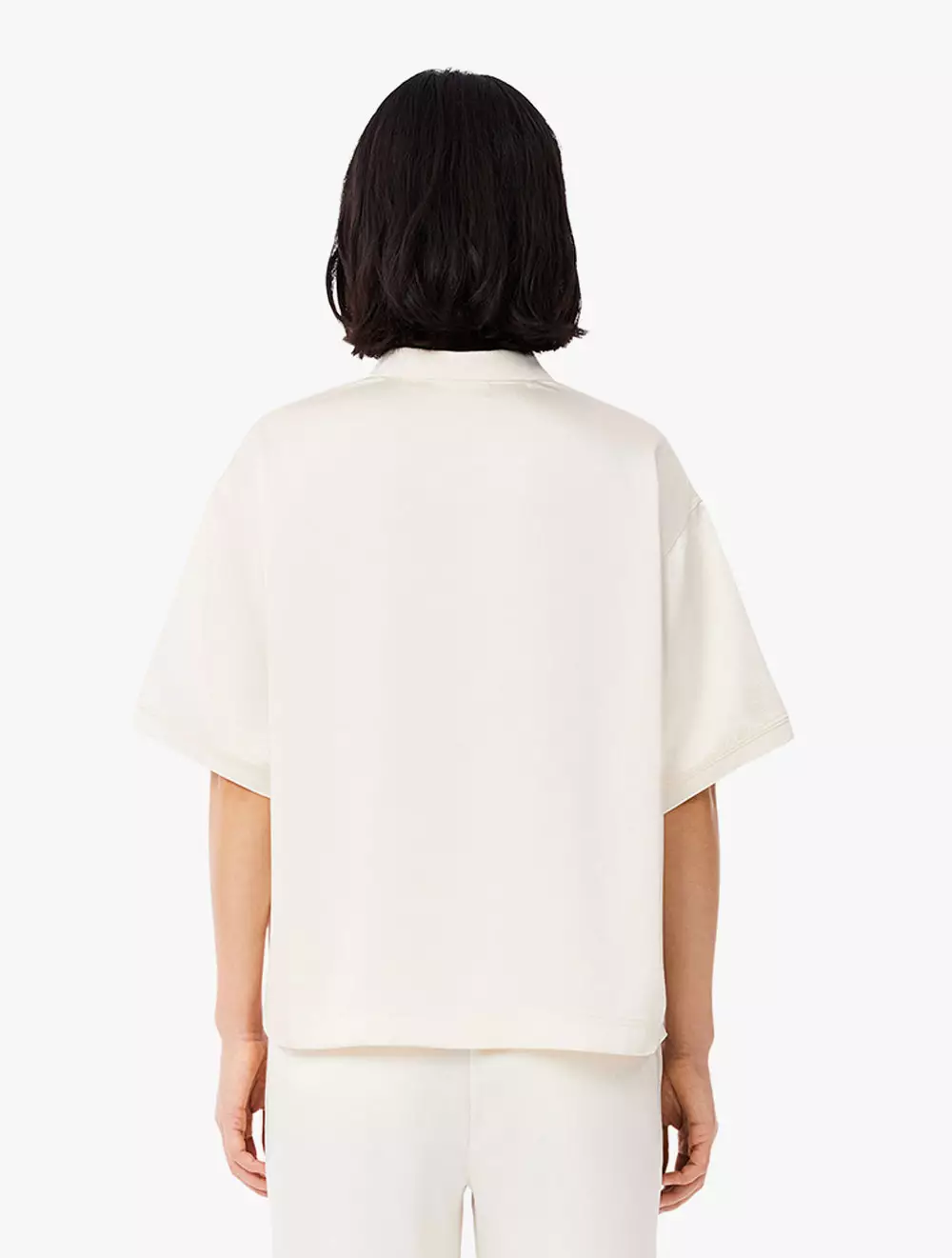 Oversized Silky Fluid Polo Shirt - Beige