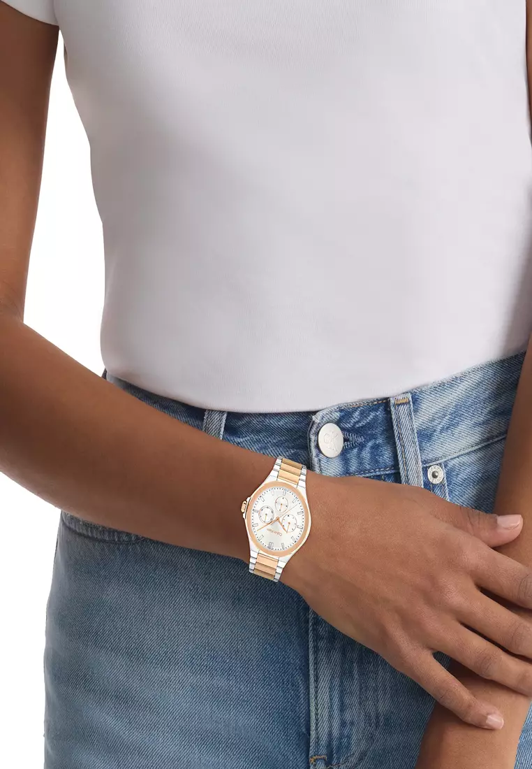 Women's Silver & Rose Gold Stainless Steel Quartz Watch - CK25100052