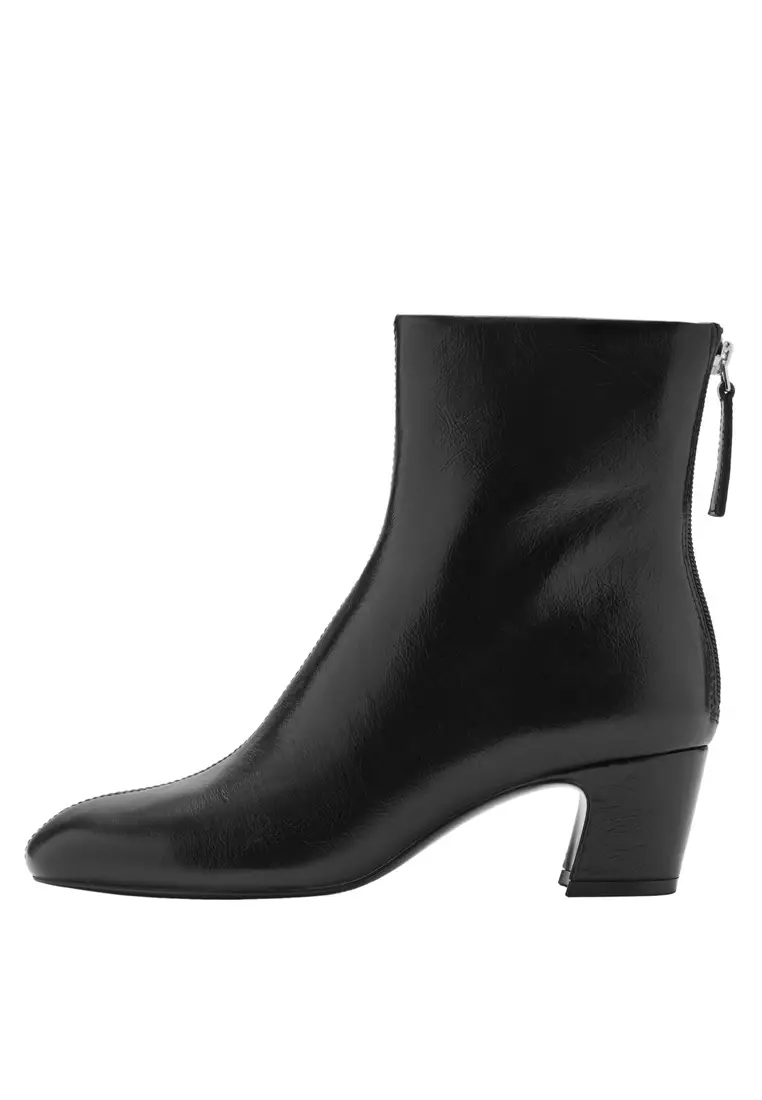 Discount on Mango  shoes - SKU: Zipped Leather Ankle Boots