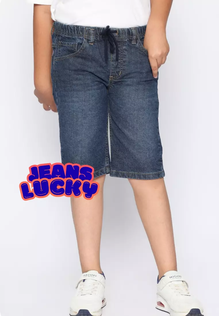 Celana Pendek Anak Laki & Perempuan Jeans Lucky Biru