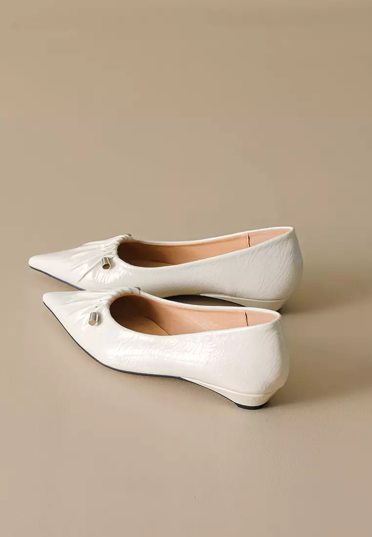 尖頭褶皺超纖皮平底鞋 WW638-5