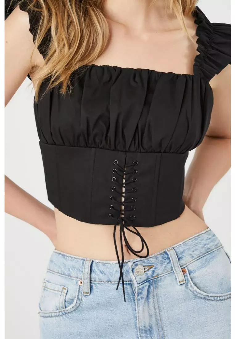 Buy FOREVER 21 Corset Lace Up Crop Top 2024 Online ZALORA