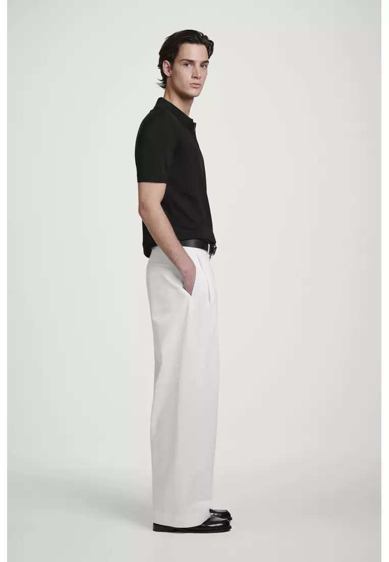 SLIM KNITTED SILK ZIP-UP POLO SHIRT