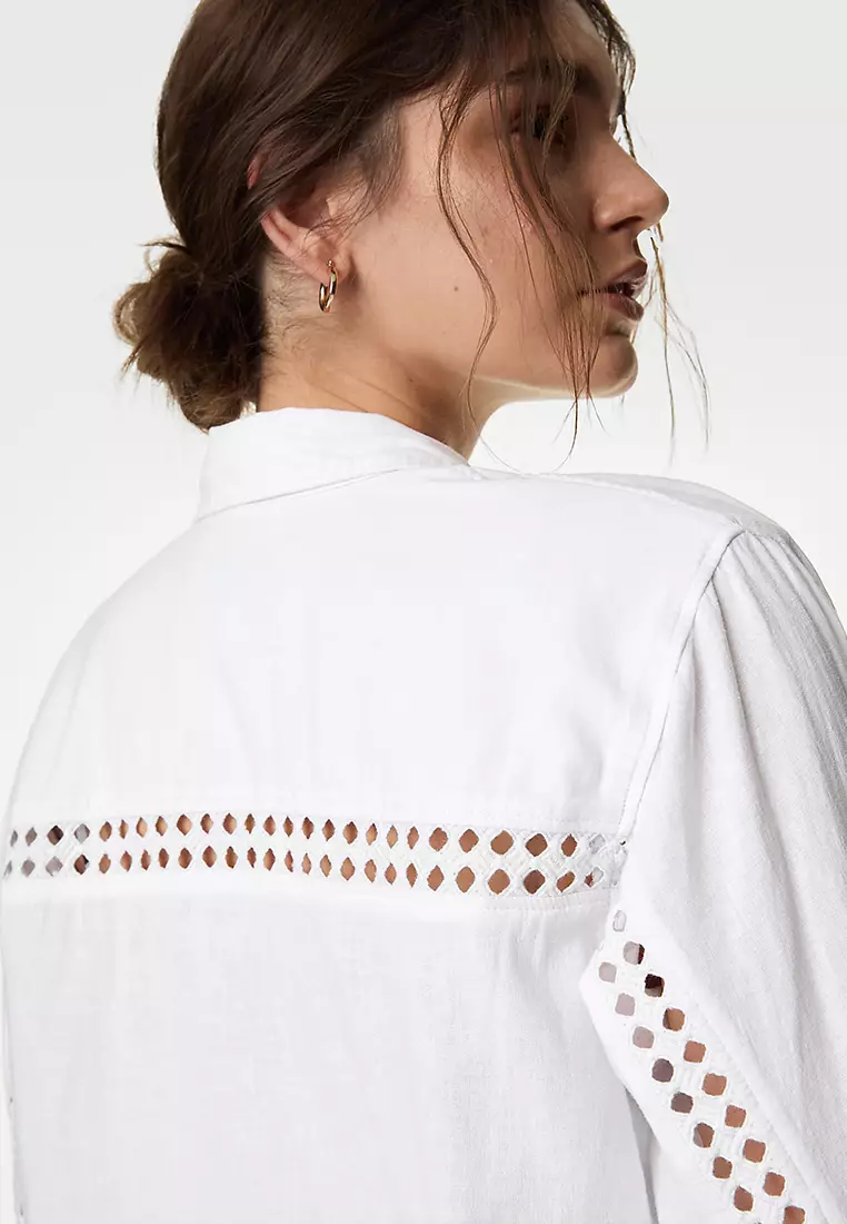 Linen Blend Collared Relaxed Shirt