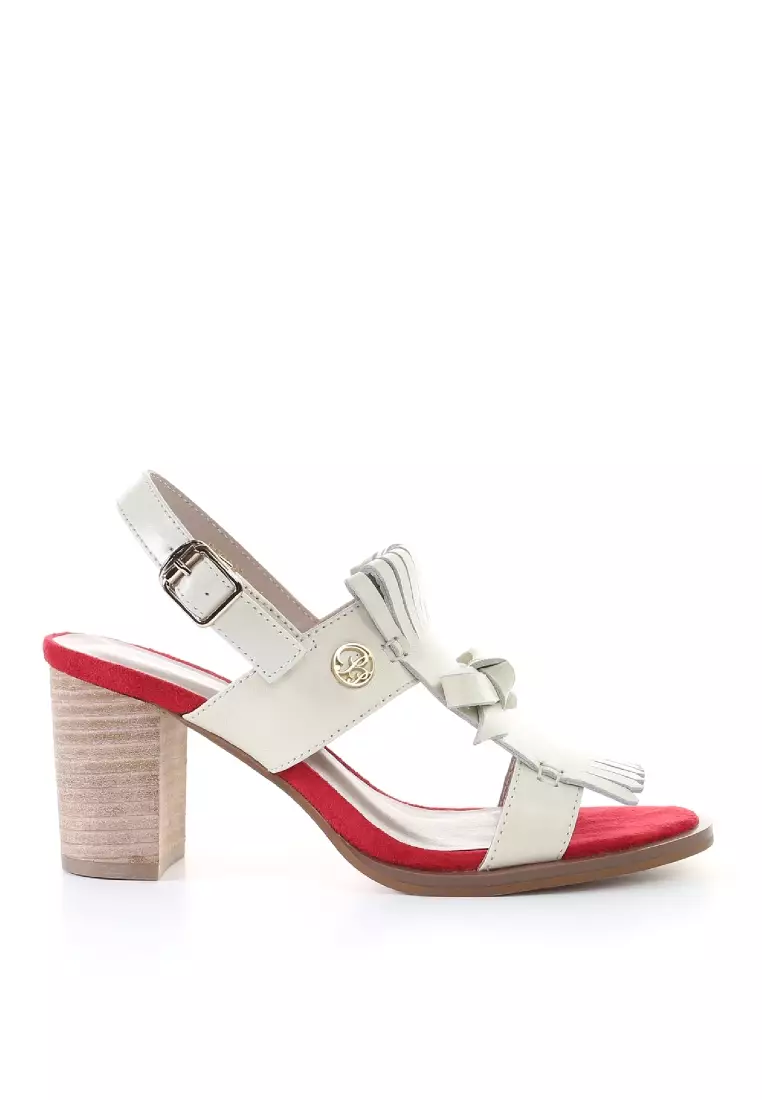 Red fringe sandals clearance tassels strappy heels