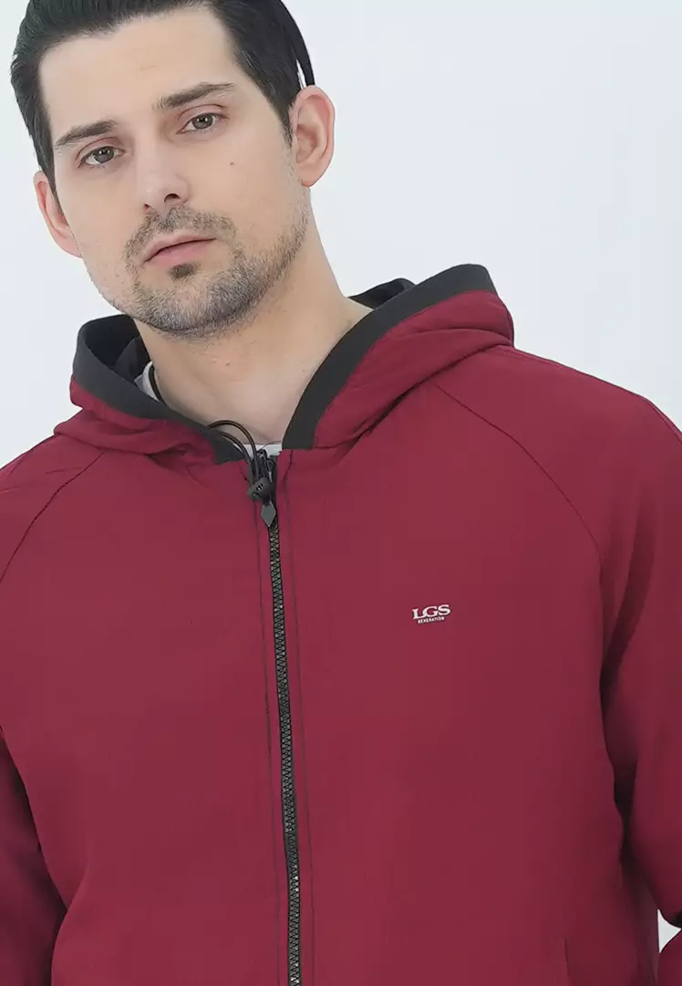 LGS - Jaket Pria - 2 Side - Hitam Merah - Model Hoodie Zipper - JJK.558.210.001.C