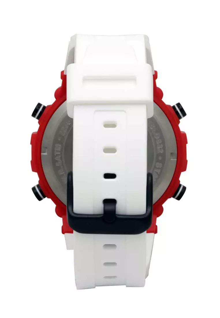 Alexandre Christie Jam Tangan Pria - White Red Black - Rubber Strap - 9386 MHRIPREGR