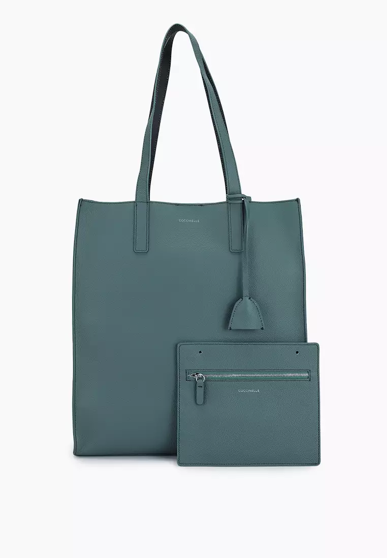 Buy Coccinelle Easy Shopping Tote Bag in Kale Green Noir 2024