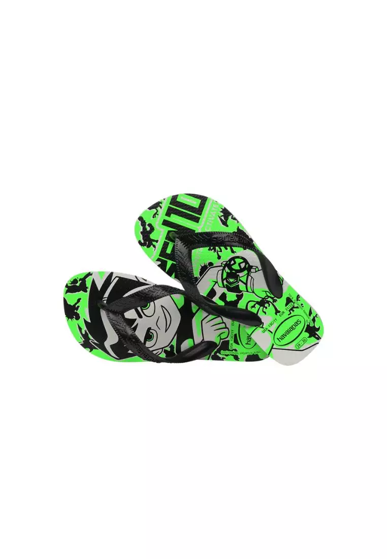 Kids Ben 10 Flip Flops - White/Black
