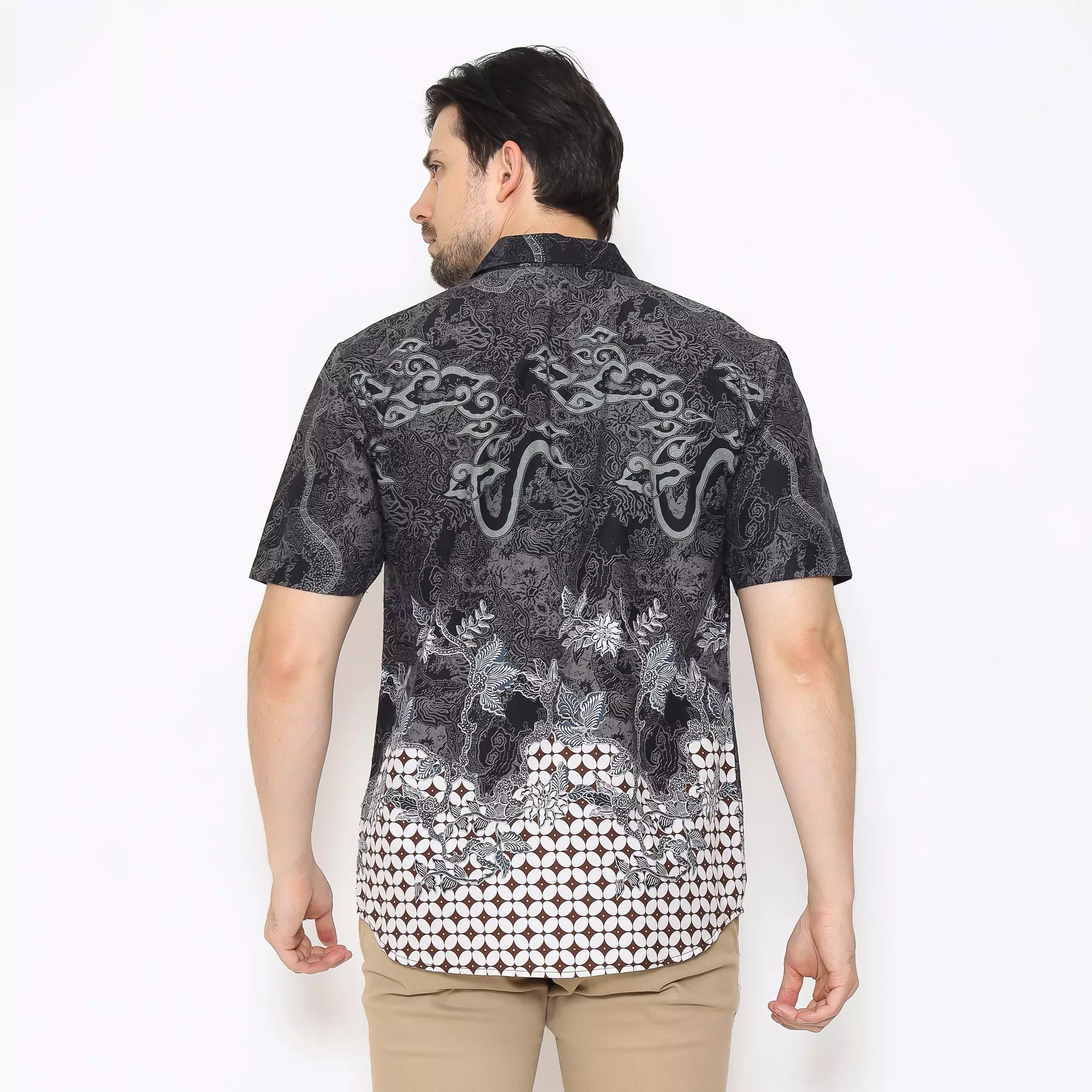 AMK Kemeja Batik Pria Lengan Pendek SHB Jelani Ss Black