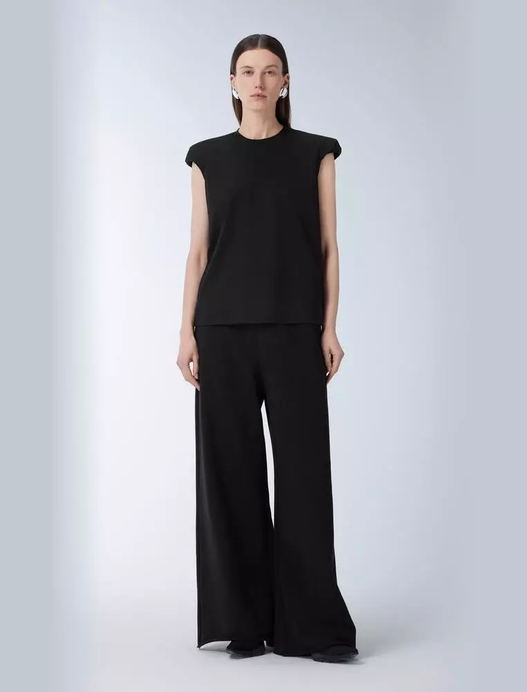 Cotton pleated short-sleeved T-shirt