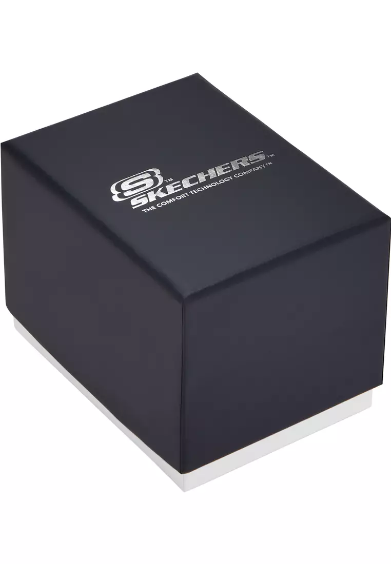 Skechers Women's PALMERA Three Hand Watch ( SR6318 ) - Quartz, Black Case, Round Dial, 20 MM Black Silicone Band