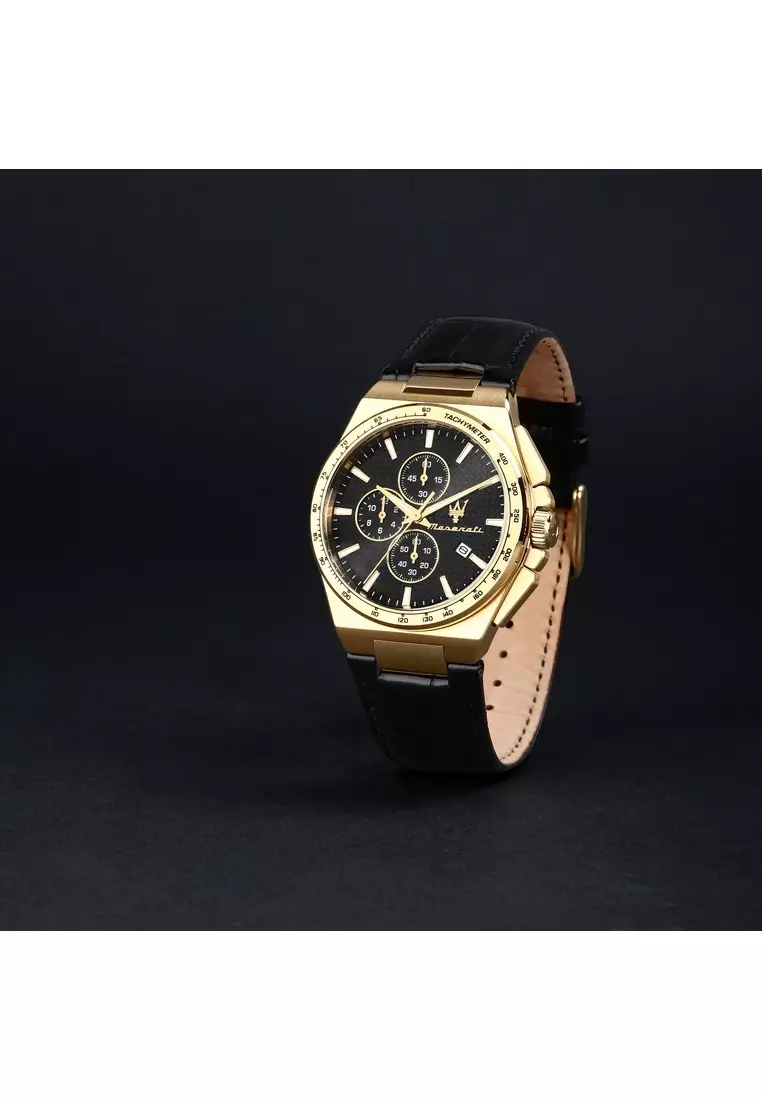 【2 Years Warranty】MASERATI Velocita Silm' 40mm Black and Gold Men's Quartz Watch R8871653001