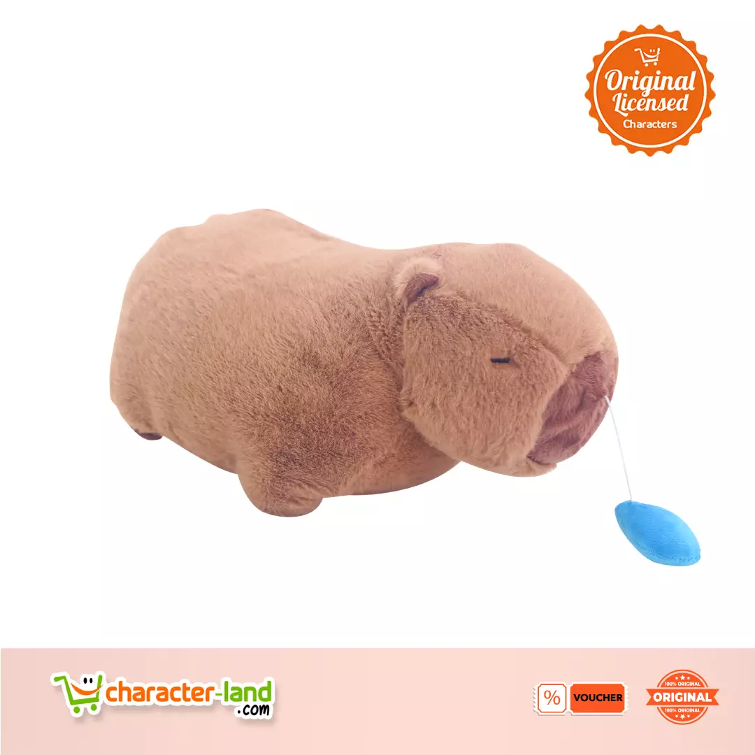 Boneka Kapibara Duduk Dengan Tali Ingus - Coklat 30 cm