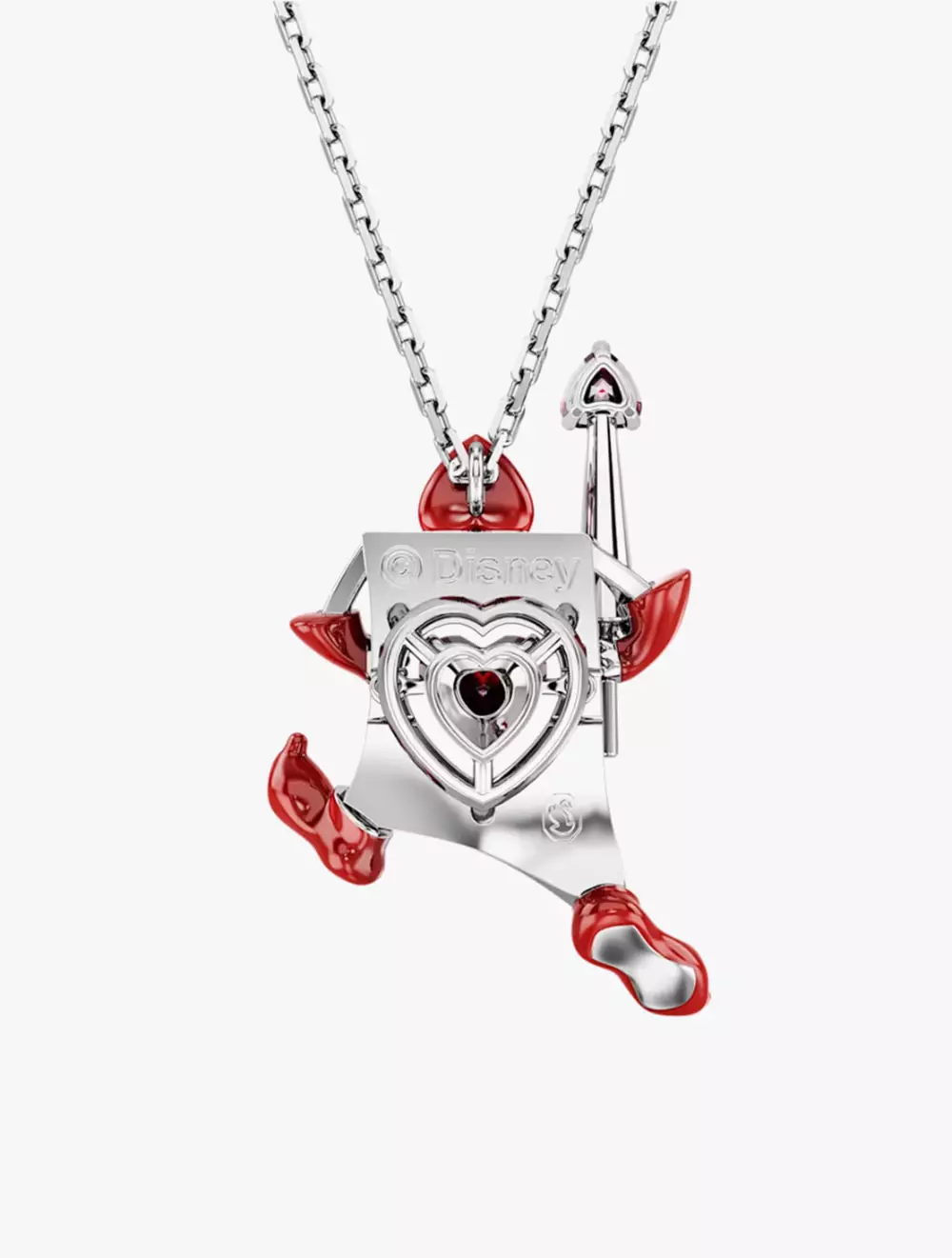 Alice In Wonderland Pendant, Playing Card, Red, Rhodium Plated - Red