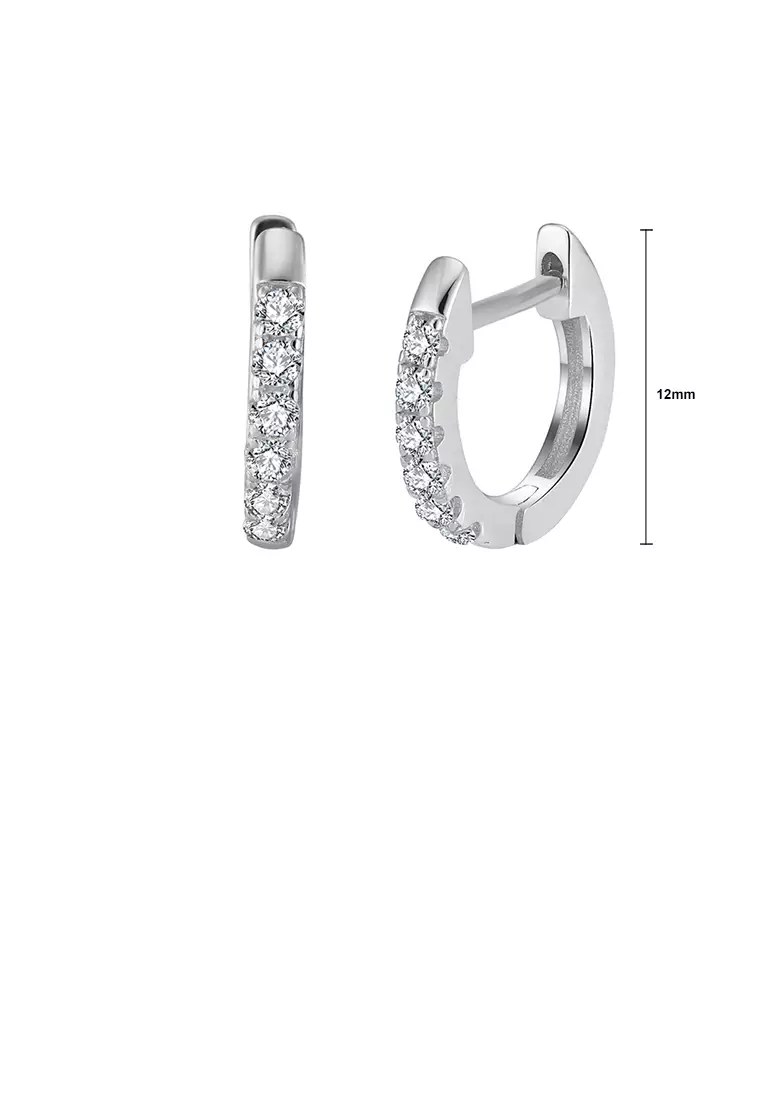 925 Sterling Silver Simple Fashion Geometric Hoop Earrings with Cubic Zirconia