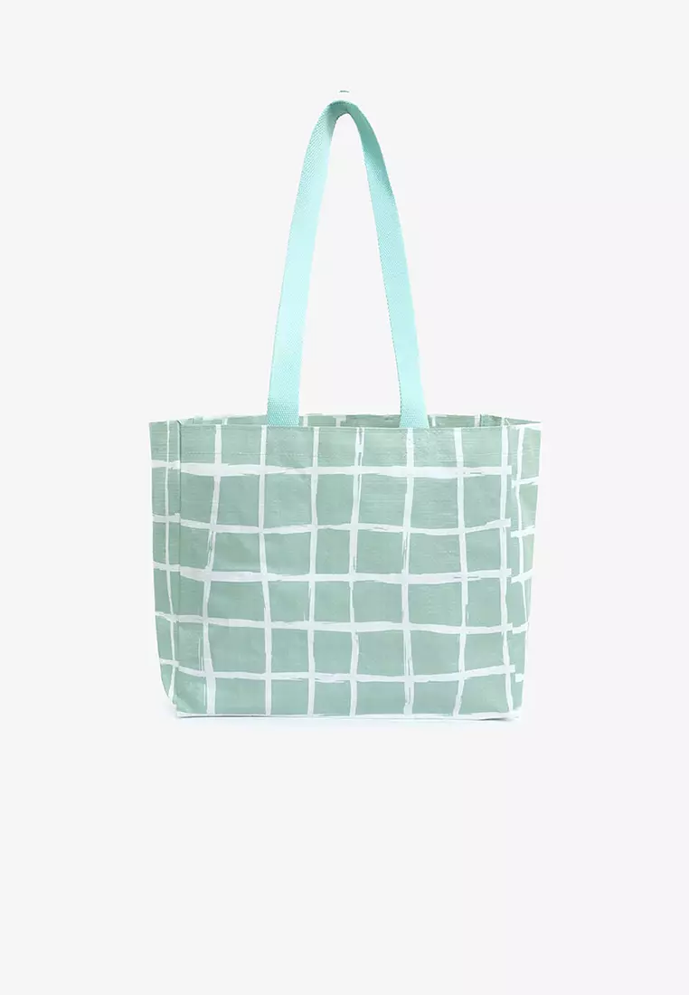 Roomy Small Tote - Green Checkered