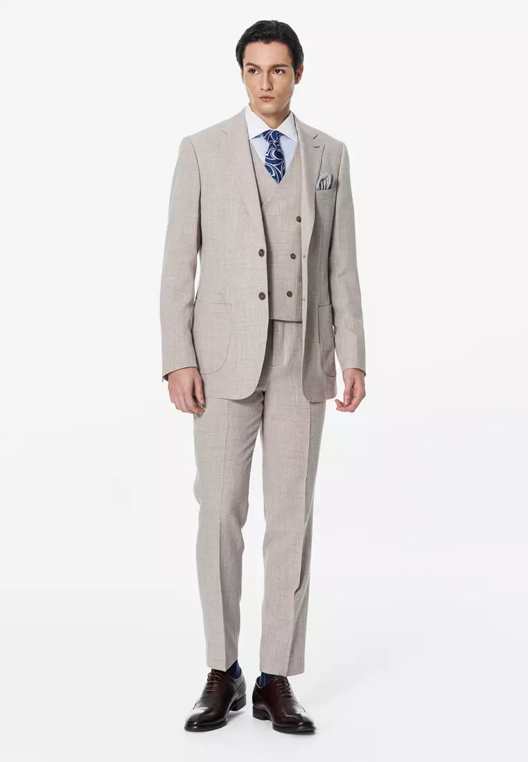 Sky Blue Houndstooth Textured Slim Fit Shirt