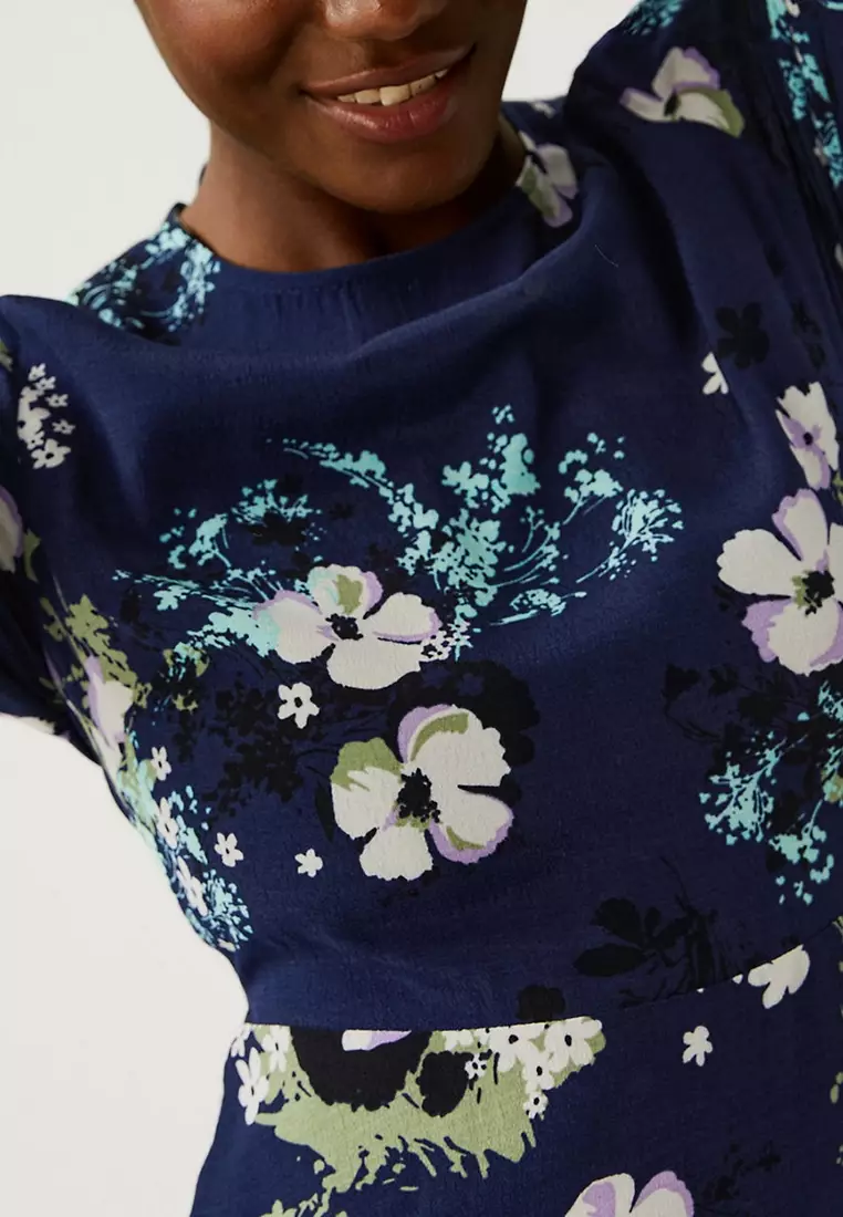 Floral Round Neck Midaxi Tea Dress