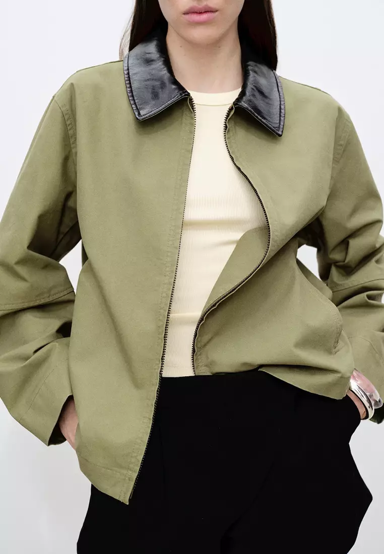 Cotton Jacket With Contrasting Collar