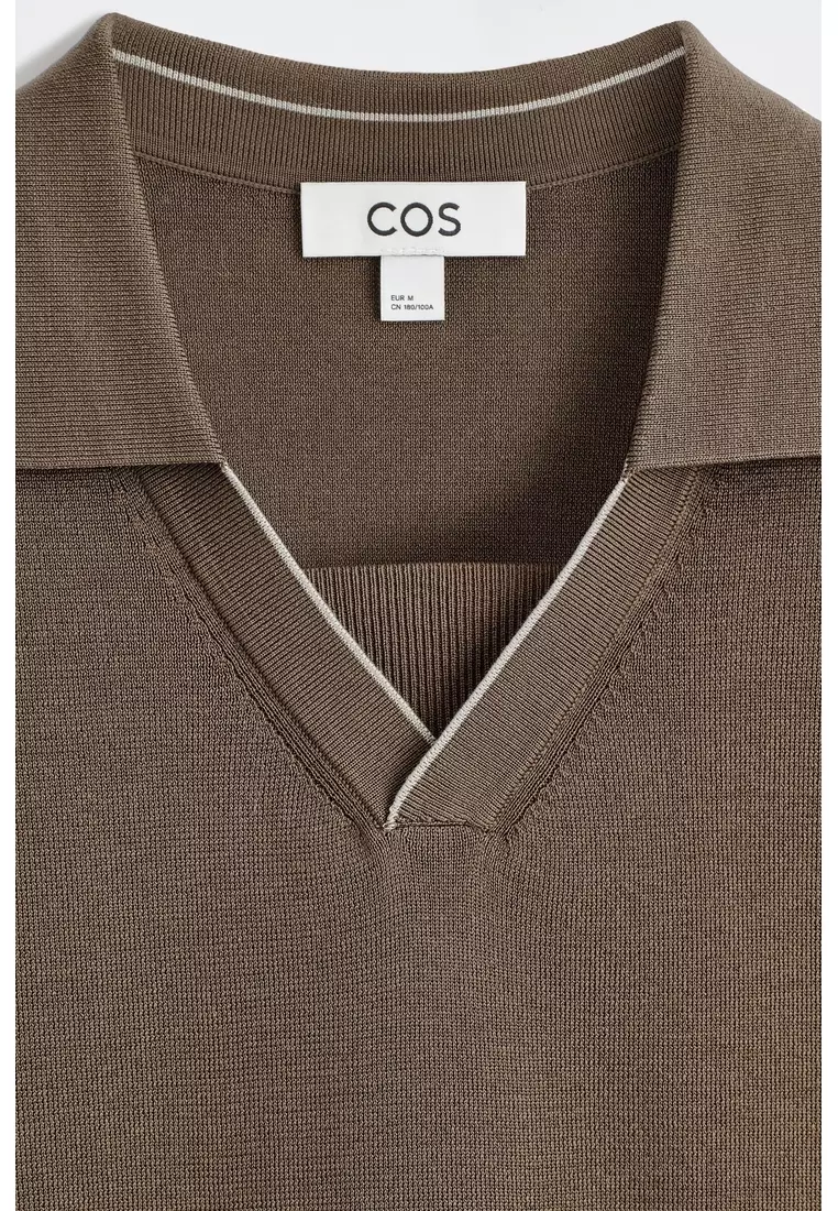 CONTRAST-TIPPED KNITTED POLO SHIRT