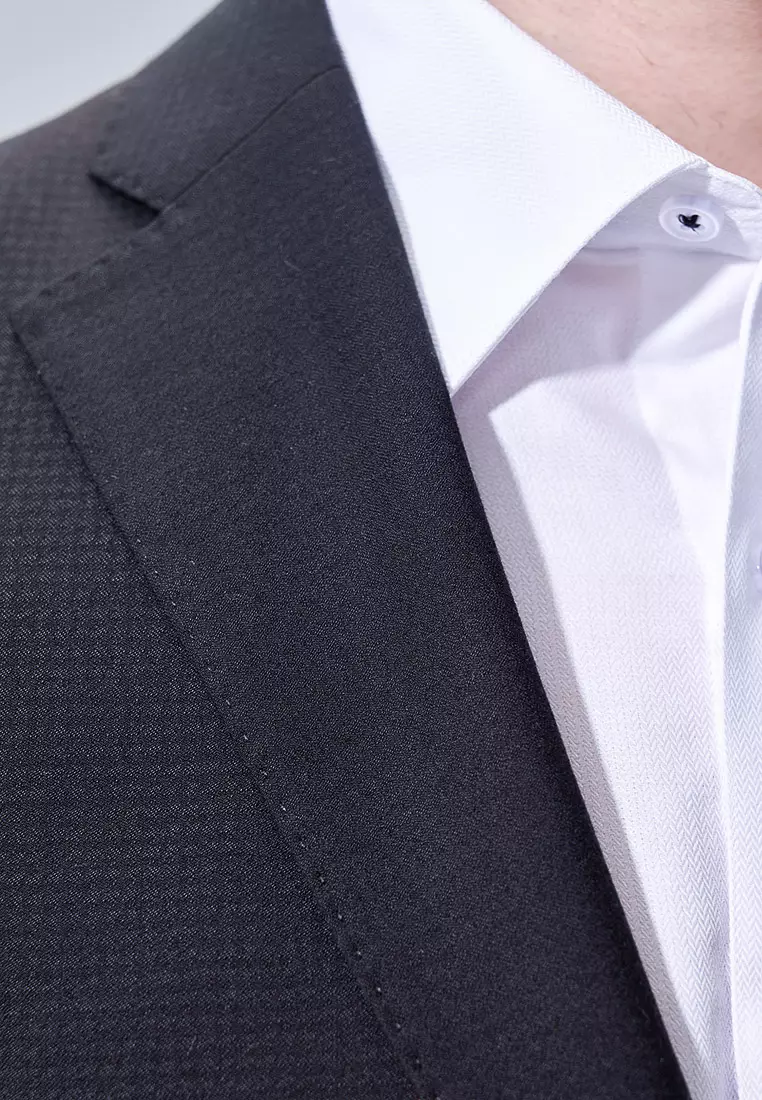 Black Textured Tailored Suit