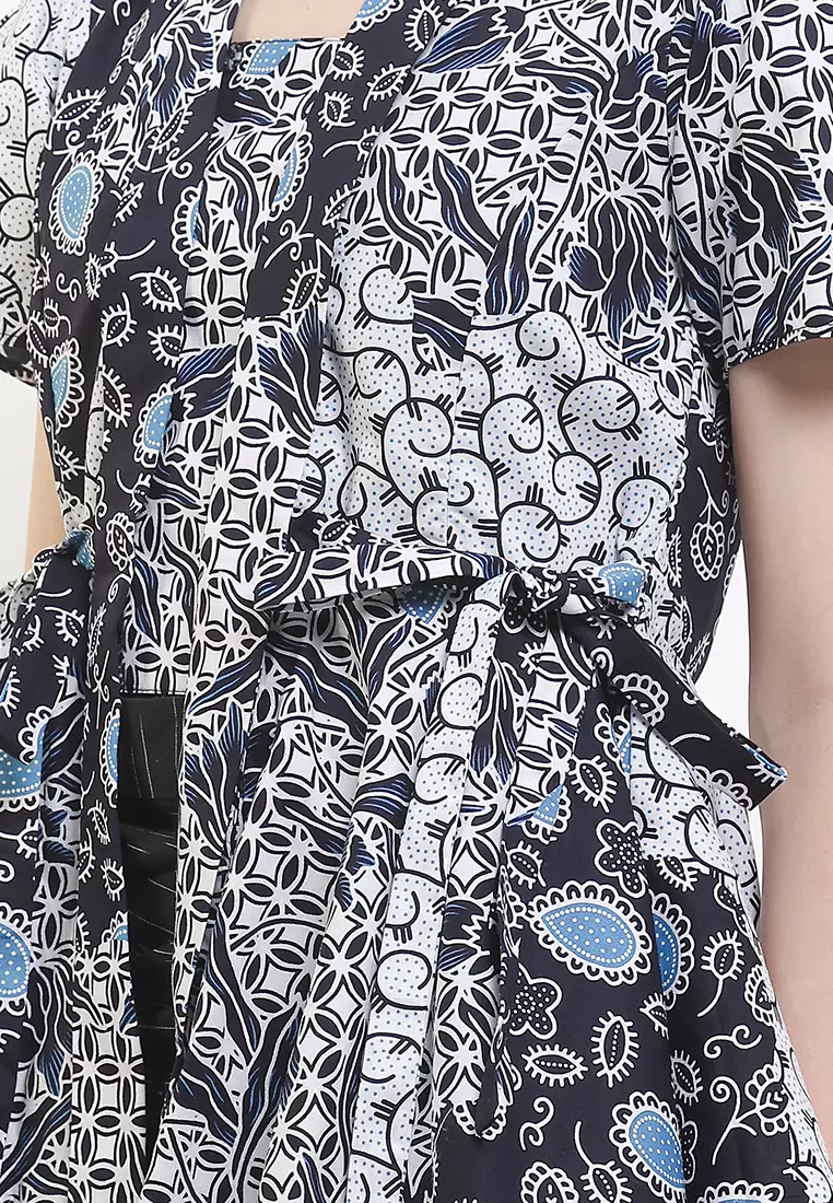 Blouse Atasan Wanita Kebaya Kutubaru Clarisa Black Lengan Pendek