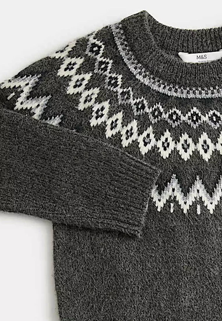 Fair Isle Crew Neck Knitted Jumper