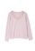 A-IN GIRLS pink Simple Lace Stitching V-Neck T-Shirt 40CCFAA52BD31AGS_4