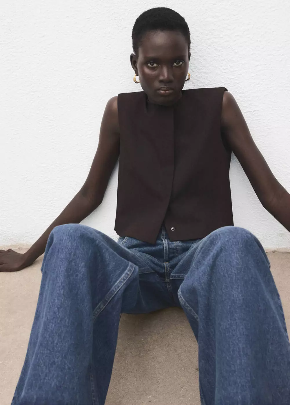 Atasan crop campuran wol