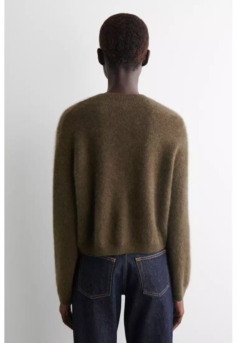 BRUSHED-CASHMERE CREW-NECK CARDIGAN