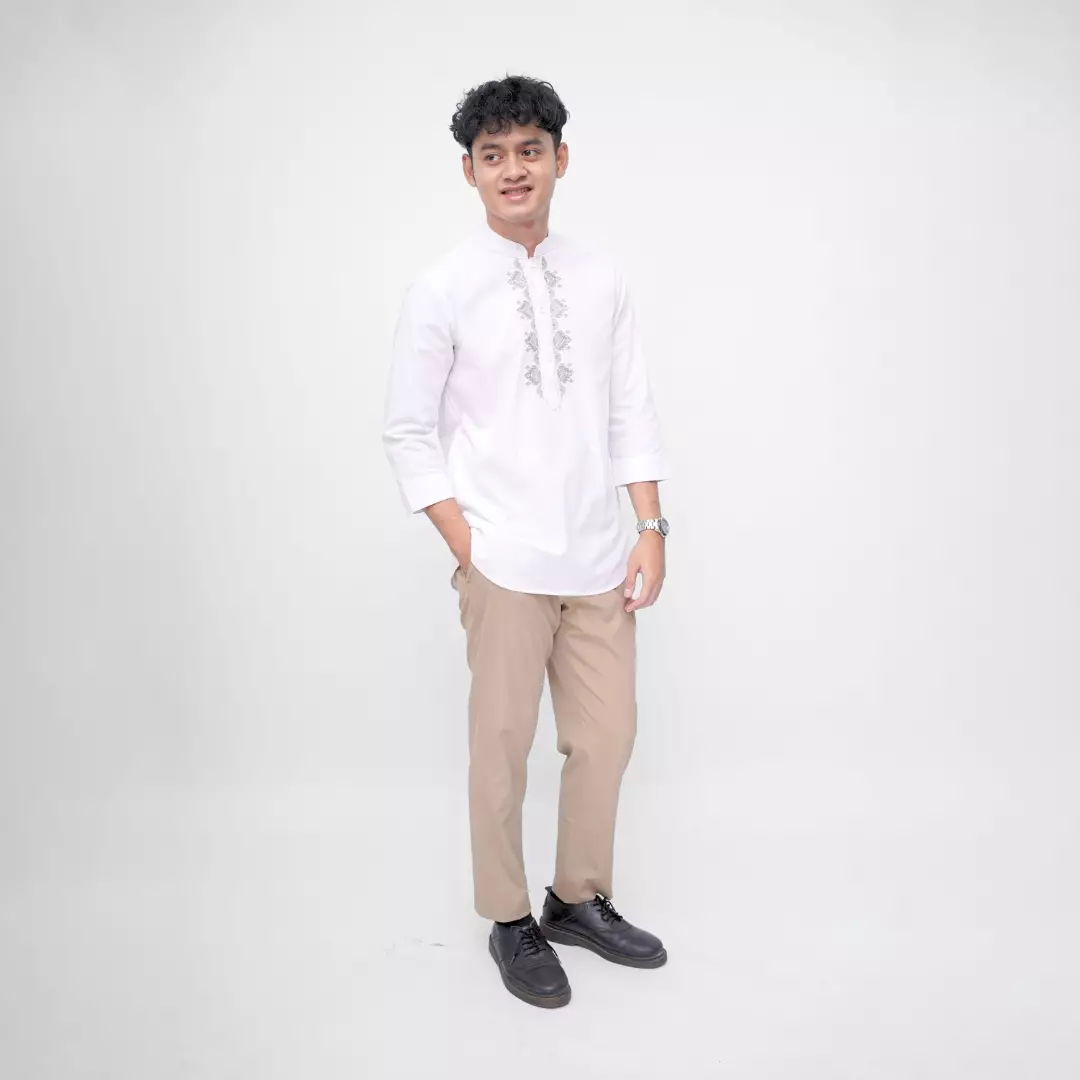 Ryusei Kemeja Kurta Kerah Koko Hiroji White