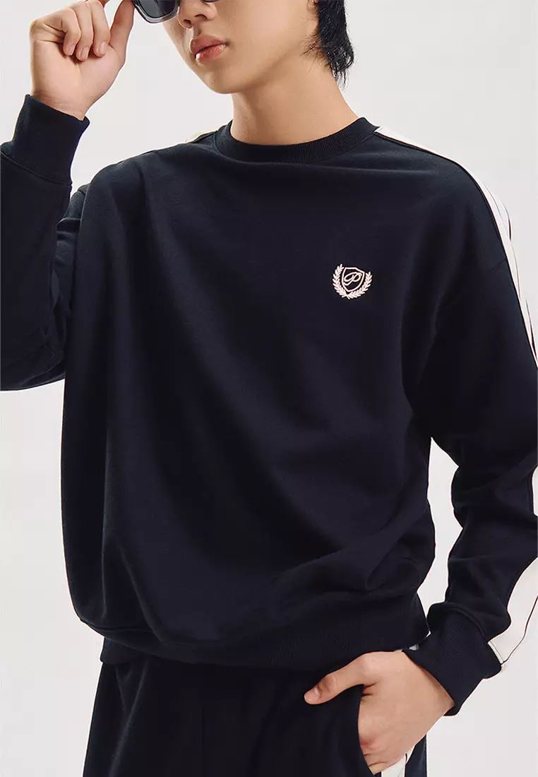 Relaxed Fit Pullover Sweater with Embroidery