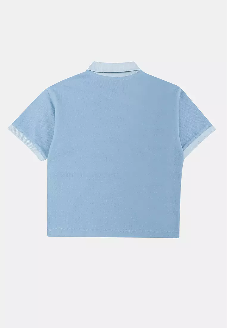 Short Sleeves Logo Color Block Polo Shirt