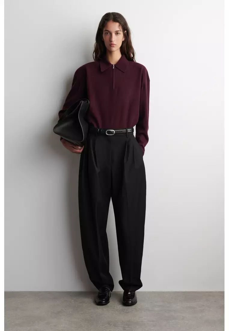 Buy COS MERINO WOOL-YAK ZIP-UP POLO SHIRT 2026 Online | ZALORA