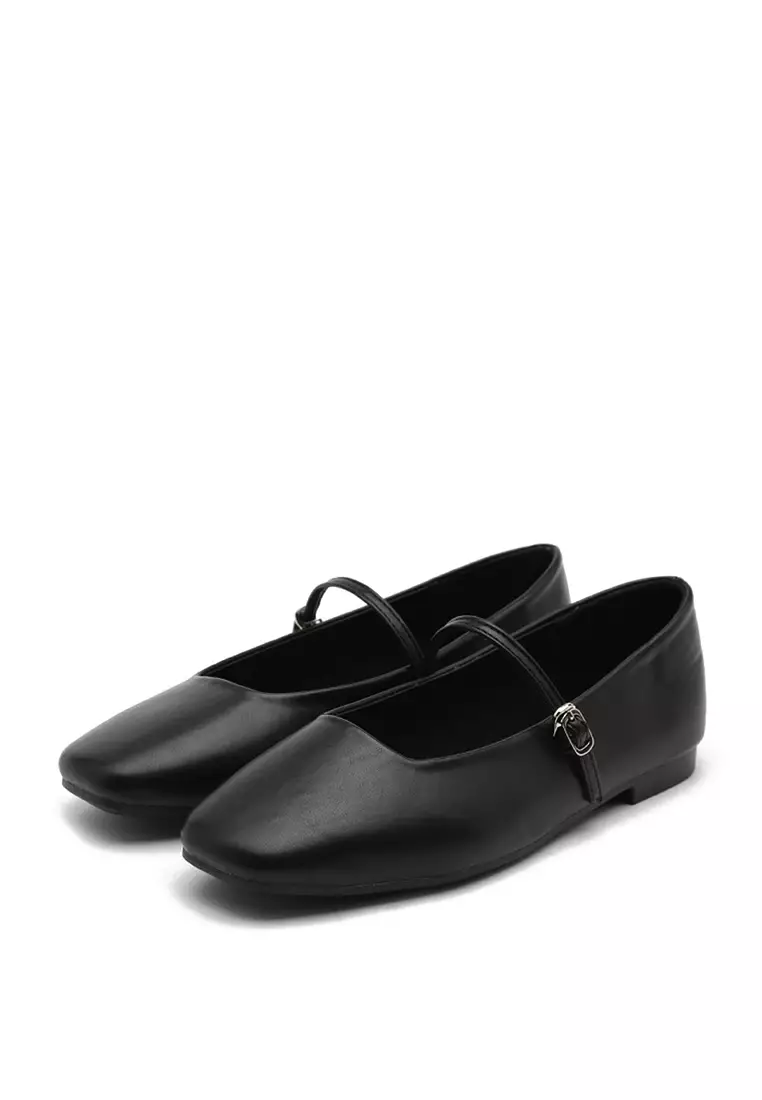 Nhibre Maryjane Flats (1cm) - Black
