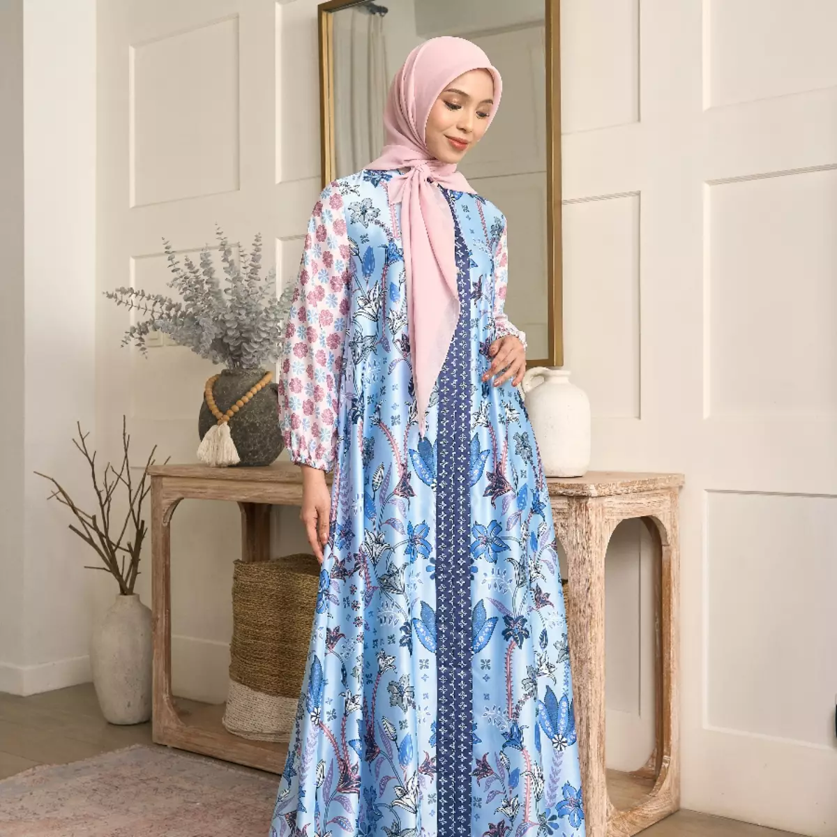 [New Collection] ZM Zaskia Mecca - Riolet Blue Pink Gamis Wanita | Primadona Series | Edisi Lilya Raya