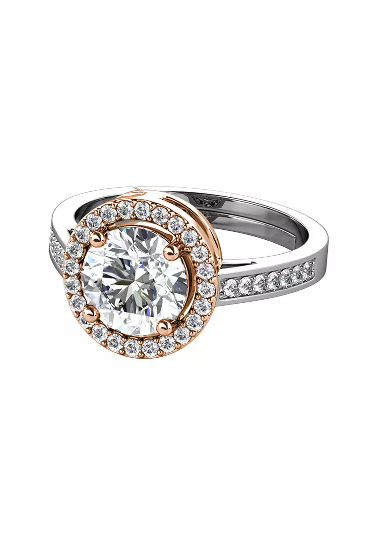 Berlian Moissanite Fantaisie Ring Rose Gold White [GRA CERTIFICATE MOISSANITE DIAMOND]  - Cincin 1ct Moissanite Diamond 925 Silver Celesta